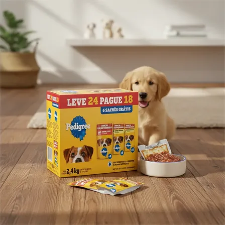 Pedigree Sachê 100g Carne Frango Cordeiro Leve 24 Pague 18