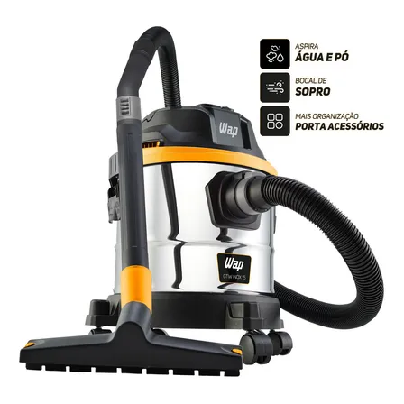 Aspirador de Pó e Água WAP GTW Inox 15 Barril 1700W com Bocal de Sopro e Acessórios
