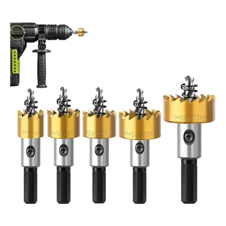 Kit 5 Peças Serra Copo Metal Escovado 16 18.5 20 25 30mm