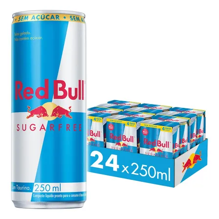 Red Bull Energético, Sugar Free, Sem Açúcar, 250ml, 24 Latas