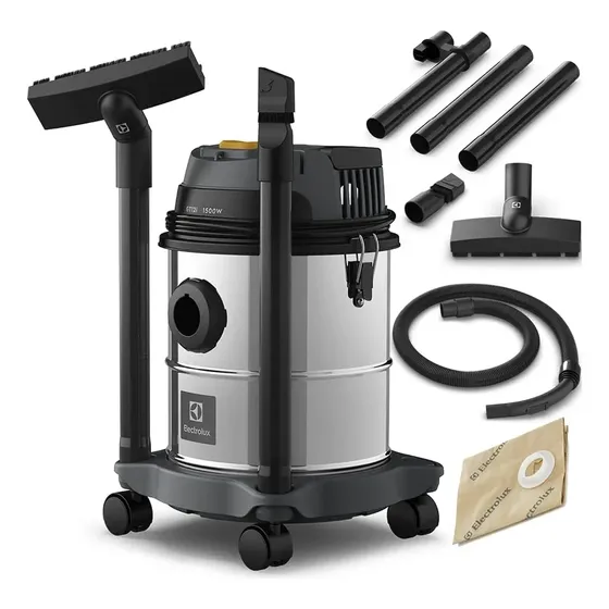 Aspirador de Pó e Água função sopro compacto líquidos químicos inox 1500W 12L total 8,5L útil protetor térmico GT12i