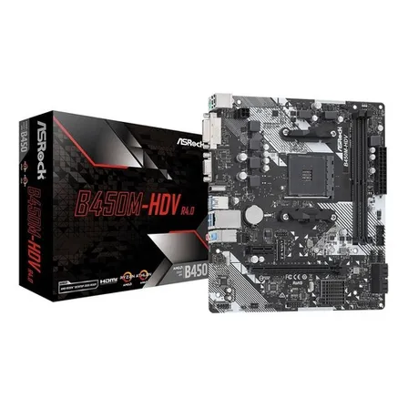 Placa Mãe Asrock B450m-hdv R4.0 B450 Amd Am4 Matx Ddr4 Preto