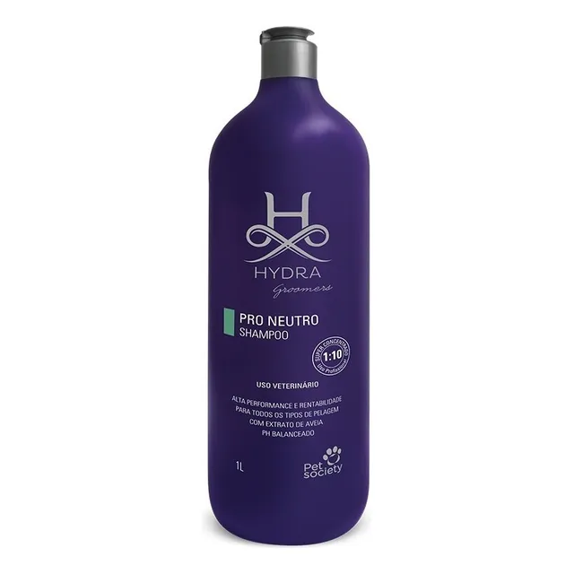 Shampoo Pet Society Hydra Pro Neutro 1L Para Cães e Gatos Tipos Pelagem