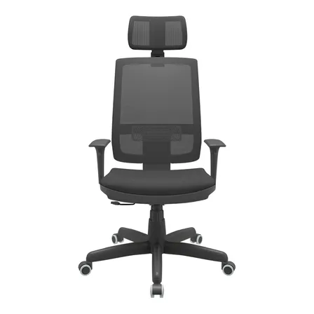 Cadeira Presidente Brizza Nr17 Mecanismo Relax Plaxmetal Cor Preto Couro Ecológico Couro Sintético