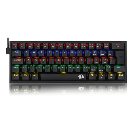 Teclado Redragon Gamer Fizz Rainbow Switch Brown Mecanico Cor De Teclado Preto Idioma Português Brasil