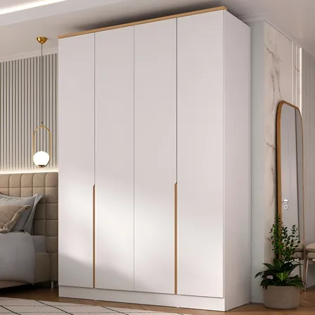 Guarda-roupa Solteiro 4 Portas 2 Gavetas Branco Mdf Manbel 56x160,5x232,2 Cm