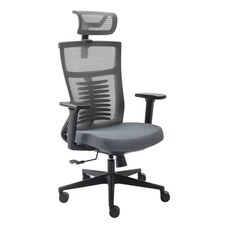 Cadeira Ergonômica Elements Gaming Vertta Cinza Preta Giratória Com Apoio Lombar Preto Couro
