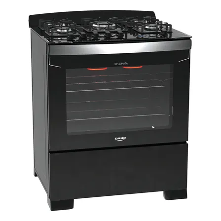 Fogão 5 Bocas Dako Diplomata Grill com Frente em Vidro e Timer Digital Preto Bivolt