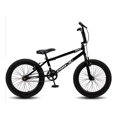 Bicicleta BMX Pro-X Série 1 Aro 20 Quadro Aço Carbono Preto/Branco