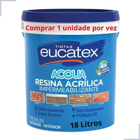 Resina Acrílica Base Água Incolor Brilhante 18l Eucatex