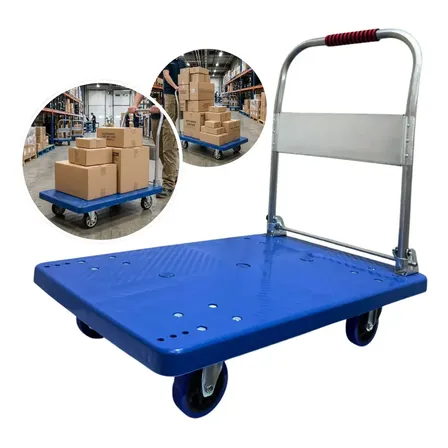 Carrinho De Carga Plataforma Dobrável Capacidade 300kg Aço Azul