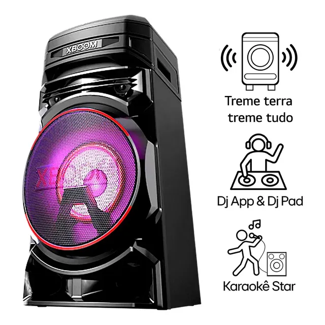 Torre De Som LG Xboom Rnc5 Bluetooth, Som Potente, Função Dj, Iluminação Led E Party Mode Preto 127/220v