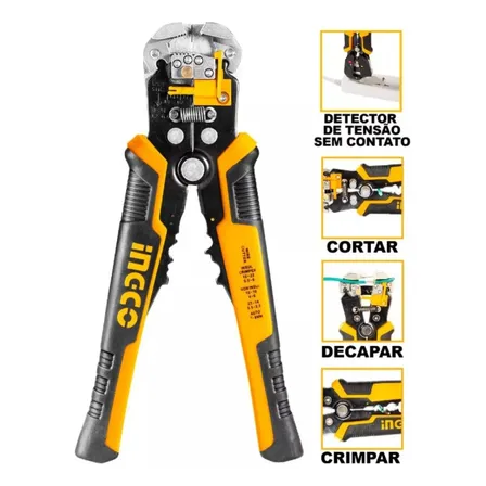 Alicate 4 Em 1 Corta Desencapa Crimpa E Detecta Tensão 8.1/4