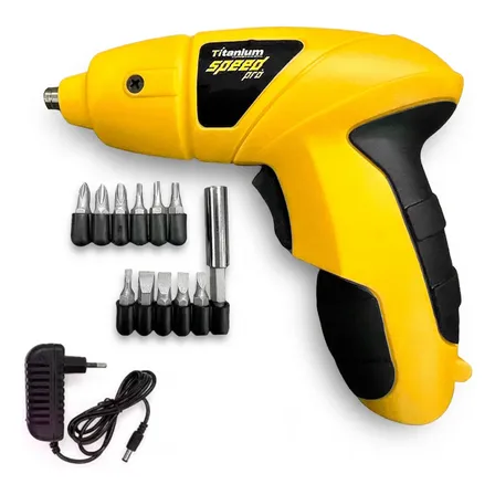 Parafusadeira Elétrica Titanium Speed Pró Bivolt Com 11 Bits Cor Amarelo