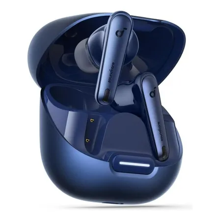 Fone de Ouvido Soundcore da Anker Liberty 4 NC ANC Redução de Ruído 98,5% Cancelamento Adaptativo Bluetooth 5.3 Multiponto Cor Azul Drivers de 11mm Áudio Hi-Res 50h de Bateria Carga Sem Fio