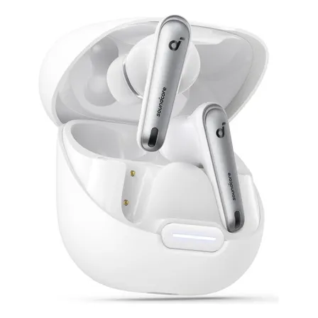 Fone de Ouvido In Ear Soundcore da Anker Liberty 4 NC ANC Redução de Ruído 98,5% Cancelamento Adaptativo Bluetooth 5.3 Drivers de 11mm Áudio Hi-Res LDAC 50h de Bateria Carregamento Sem Fio Cor Branco