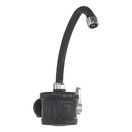Torneira Elétrica Enerbras Plus 4T Preta Cromada Parede 127V 4800W Cozinha