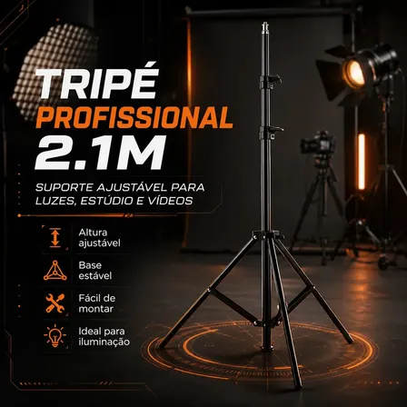 Tripé 2.1m Suporte Para Luzes Profissional Ajustável Para Estúdio Fotográfico E Vídeos