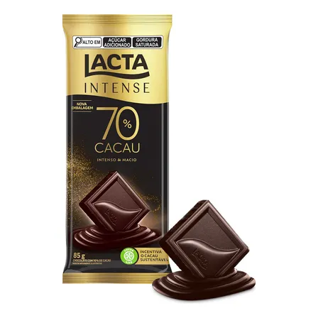 Chocolate 70% Cacau Lacta Intense Pacote 85g Lacta Intense Lacta Mondelz Chocolate Com 70% Cacau Pacote 85 G