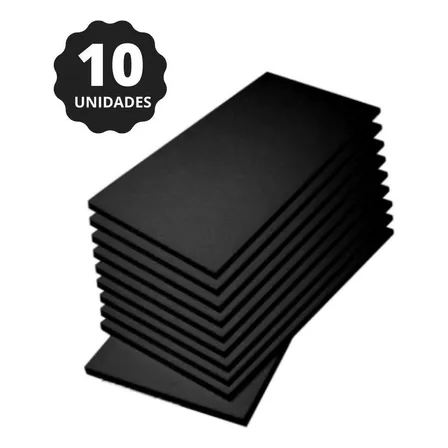 Kit Espuma Acústica Lisa Nbr9178 2cm- 50x25- 10 Placas Preto