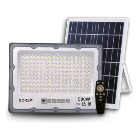 Refletor Solar 500w Led Branco Frio Ip66 Luz Externa Com Controle Remoto 127/220v Preto