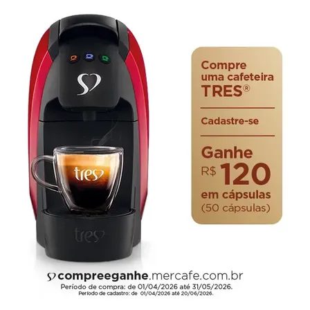 Cafeteira Espresso Luna Vermelha - TRES 3 Corações