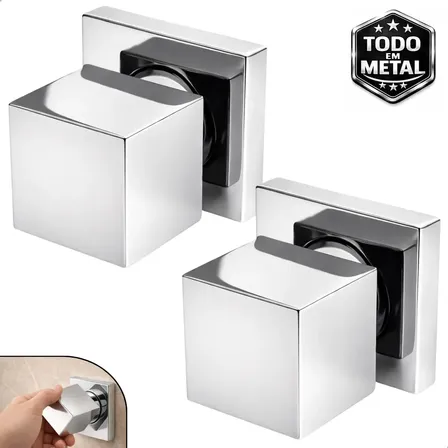 Kit 2 Acabamento Registro Chuveiro Quadrado Padrão Deca 1/2 e 3/4 e 1 Polegada 100% Todo Metal Cromado Brilhante Com Kit Fixação Completo De Parede Banheiro Geral - SOFTINOX