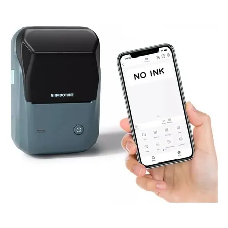 Impressora Térmica Niimbot B1 Bluetooth Rotuladora + 1 Rolo Etiqueta Azul-petróleo