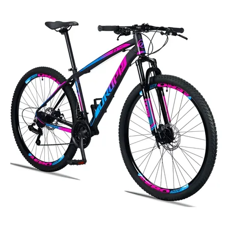 Bicicleta Aro 29 Dropp Z3 Câmbio Shimano 21 Vel Freio Discos Cor Preto/azul E Rosa Tamanho Do Quadro 19