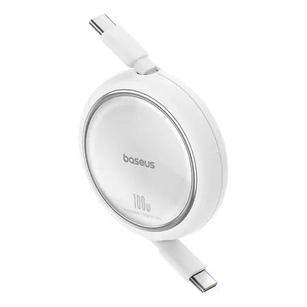 Cabo Turbo Tipo-c P/ Usb-c Baseus Retrátil 100w 1m Type-c Cor Branco