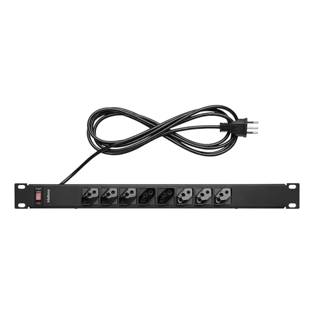 Intelbras Epr 208+ Protetor Eletrônico Com 8 Tomadas Para Rack Epr 208+ Preto 110v/220v