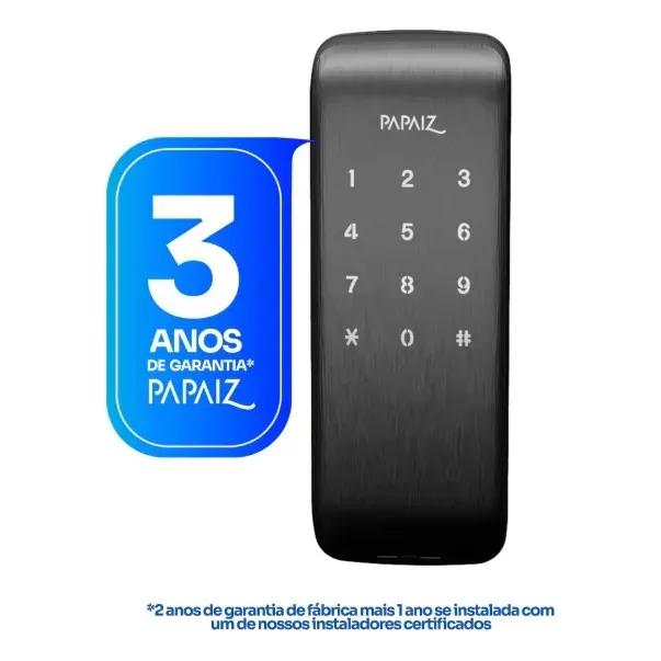 Fechadura Digital Sl125 De Sobrepor Resistente A Maresia - Papaiz Preto