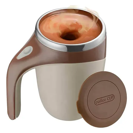 Copo Caneca Mixer Elétrica Mistura 400ml Com Tampa Marrom