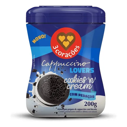 Cappuccino Solúvel Lovers Cookies 'n Cream 200g 3 Corações