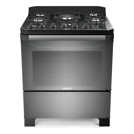 Fogão 5 Bocas A Gás Itamaster Itatiaia Com Timer Digital Tripla Chama E Forno 101l Preto/reflecta 127/220v