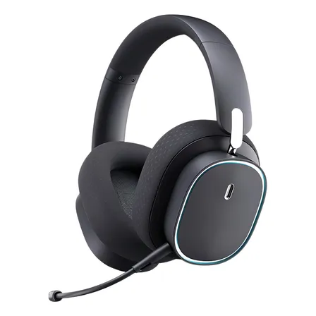 Headset Baseus Gh02 Conexão 2.4g E Bluetooth 5.3 Gamer Led Cor Preto Luz Rgb