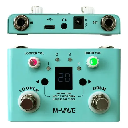 Pedal M-Vave Looper e Drum Lost Tempo 30 Baterias 11 Min Guitarra