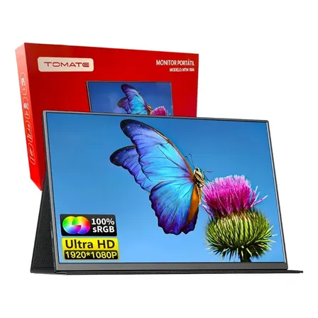 Monitor Portátil 15,6 Tomate Mtm-1506 Full Hd Ips Ultra Slim Usb-c/hdmi. Preto 127/220v
