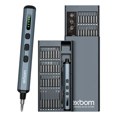 Chave Fenda Mini Parafusadeira de Precisão Elétrica Portátil Sem Fio Recarregável Exbom PRO-CKE6800 68 Em 1 Bits 28mm e 45mm Ideal para Manutenção Eletrônica Celular Notebook Óculos