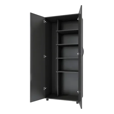 Armario Para Lavanderia 2 Portas Com Rodinhas Multiuso Cor Preto
