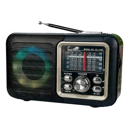 Rádio Retrô Fm/am/sw/usb/tws/bluetooth Eletromex El-1320 Rgb Cor Marrom