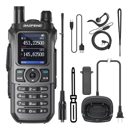 Rádio Baofeng Uv-21 Pro V2 Triband Uhf Vhf De 1,77 Preto Vhf/uhf 127/220v