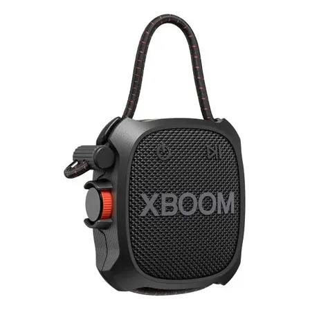 Caixa De Som Bluetooth Portátil LG Xboom Alta Resistência, À Prova D'água (ip67), 10 Horas De Bateria E Cordão Ajustável - Xg2t Preto 127/220v