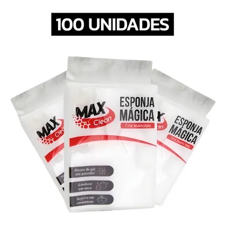 Kit 100 Esponja Mágica Bucha Melamina Multiuso Limpa Mancha Cor Maxclean
