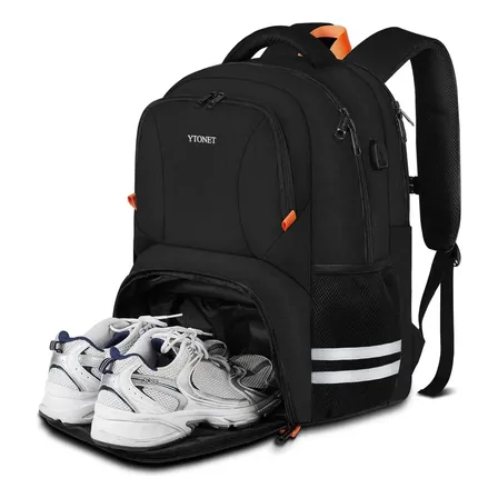 Mochila Esportiva Masculina Mochila Para Academia Mochila de Viagem Mochila Para Notebook De 15.6 Polegadas Com Compartimentos para Sapatos para Trabalho e Escola Ytonet 9820 Preta