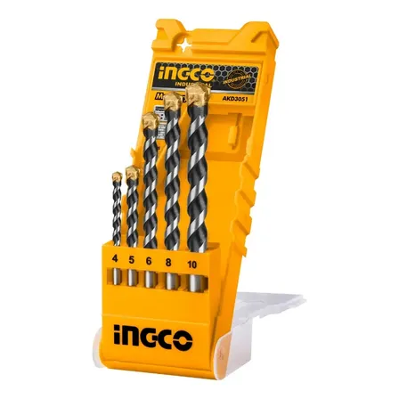 Jogo Brocas P/ Alvenaria Multimaterial C/estojo Ingco 5 Peça