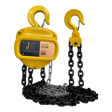 Talha Manual De Corrente 2t 8m Jst Aço Com Corrente De 8 Metros