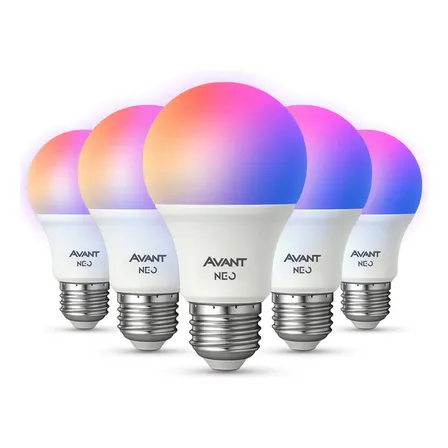 Kit 5 Led Pera Smart Inteligente Wi Fi 2.4ghz Alexa Google 10w Rgb 2700k/6500k Branco Quente/neutro/frio E27 Cod: 290028177-5 Avant Neo