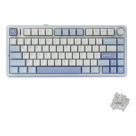 Teclado Aula F75 Sem Fio Mecânico Tri Mode Hot Swap Cor De Teclado Azul Sal Marinho Idioma Inglês Us