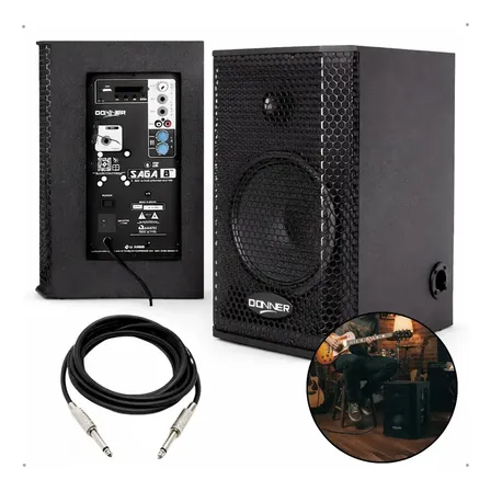 Caixa Som Ativa Saga 8a + 8p Passivo 300w Profissional Cor Preto